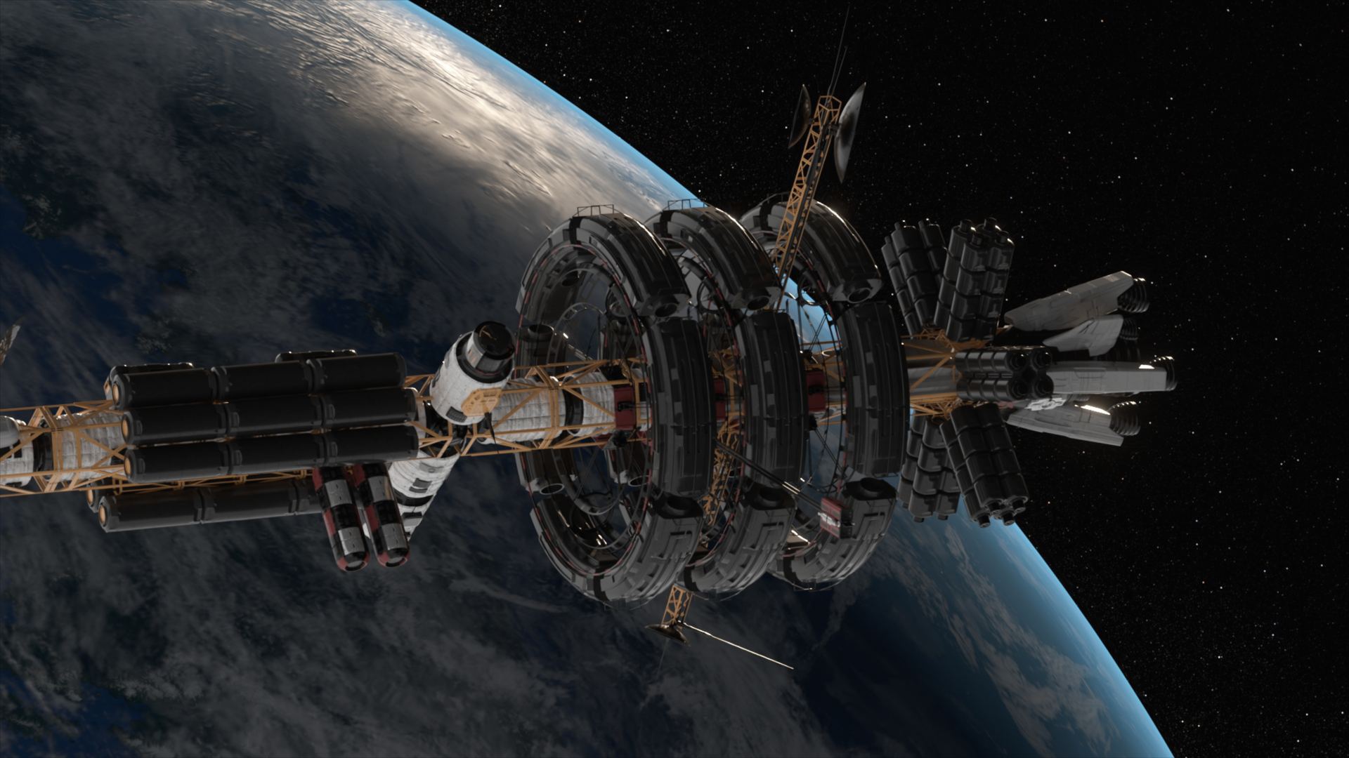 A space station in Earth orbit
