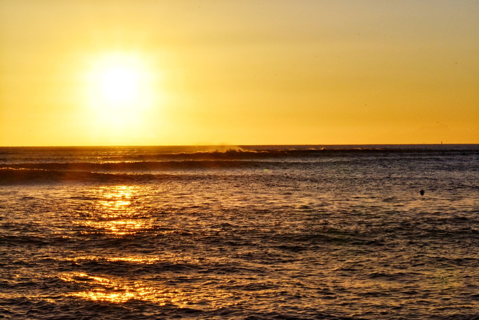 Sunset over open water beyond Venice's platform breakwaters, 2826 UCSD